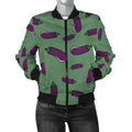 FUNSTUFFPRINT Eggplant Pattern Print Women Casual 3D Bomber Jacket