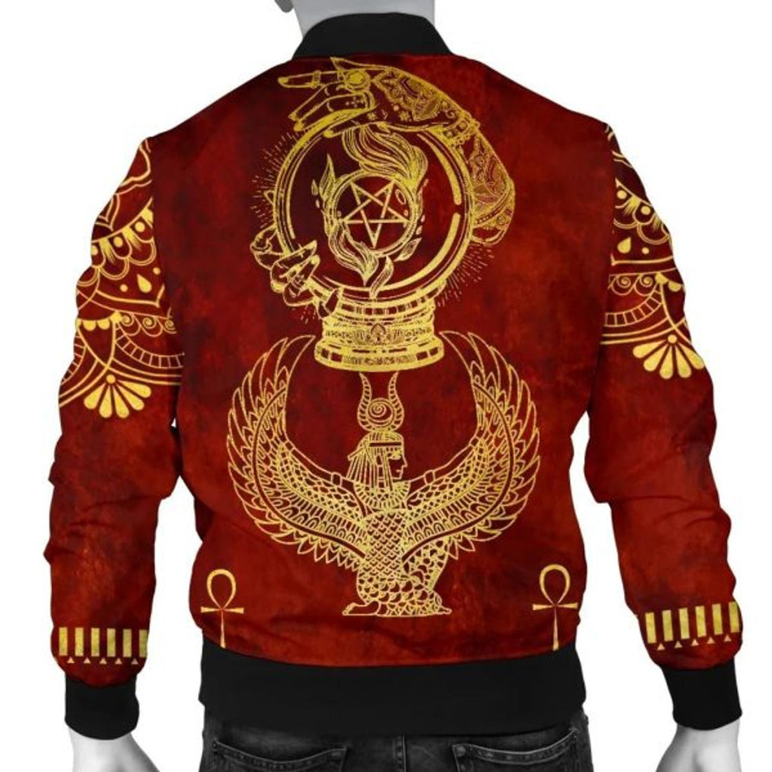 FUNSTUFFPRINT Egypt Bomber Jacket, Divine Mother Of The Pharaohs 3D Bomber Jacket