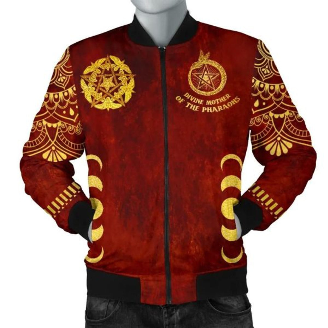 FUNSTUFFPRINT Egypt Bomber Jacket, Divine Mother Of The Pharaohs 3D Bomber Jacket