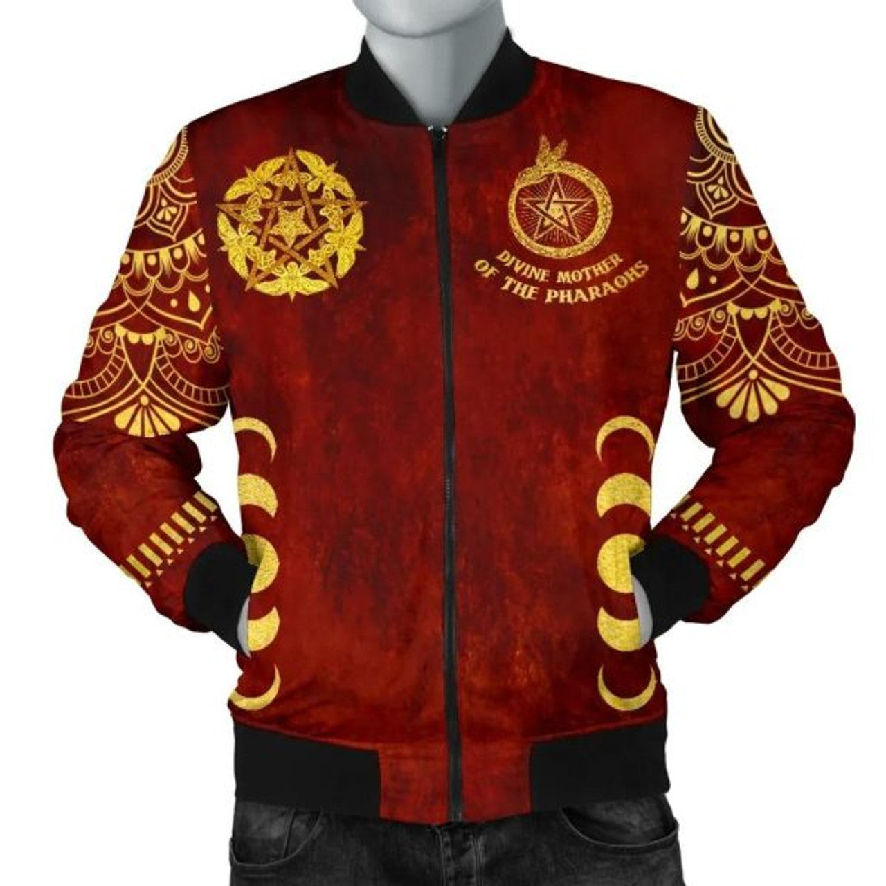 FUNSTUFFPRINT Egypt Bomber Jacket, Divine Mother Of The Pharaohs 3D Bomber Jacket