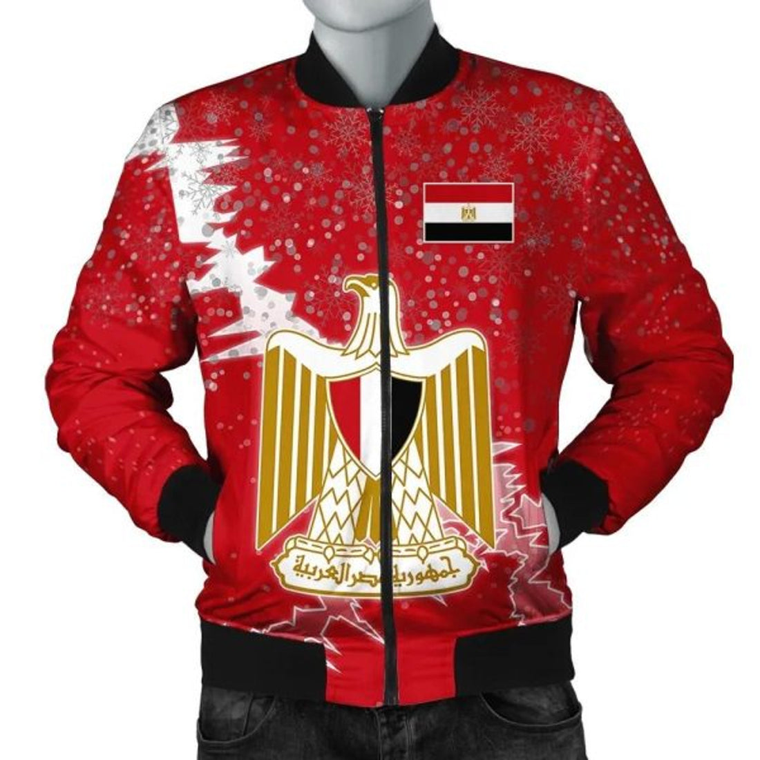 FUNSTUFFPRINT Egypt Christmas Coat Of Arms Men Bomber Jacket Style 3D Bomber Jacket