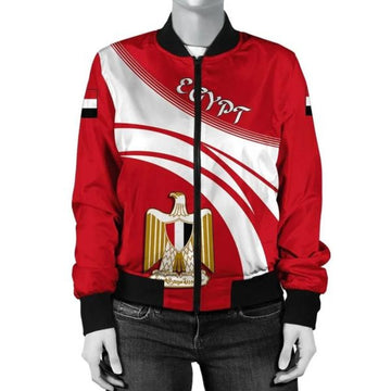 FUNSTUFFPRINT Egypt Coat Of Arms Women Bomber Jacketticket 3D Bomber Jacket