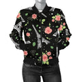FUNSTUFFPRINT Eiffel Tower Floral Print Pattern Women Casual 3D Bomber Jacket