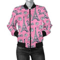 FUNSTUFFPRINT Eiffel Tower Print Pattern Women Casual 3D Bomber Jacket