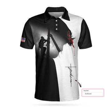 Custom Personalized Christian Black And White Electrician Men Polo Shirt, Electrician I Can Do All Things Through Custom Shirt For Men, Gift For Electrician