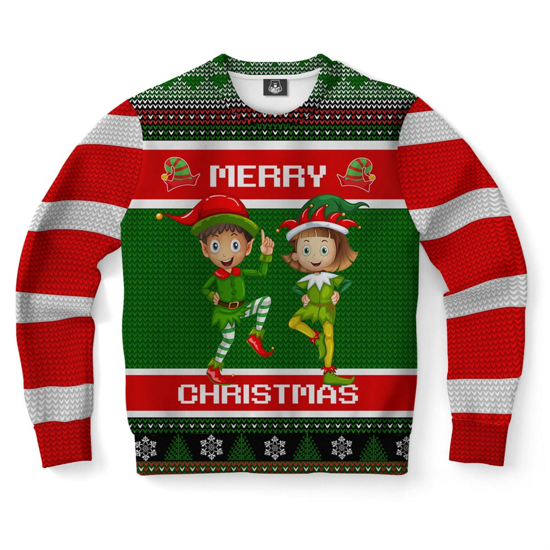 FUNSTUFFPRINT Elf Ugly Christmas Sweater, Christmas Sweater, Ugly Sweater, Funny Xmas Sweaters Ugly Sweater