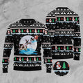 FUNSTUFFPRINT English Springer Spaniel Santa On Highway Ugly Christmas Sweater, Christmas Sweater, Ugly Sweater, Funny Xmas Sweaters Ugly Sweater