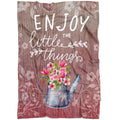 FUNSTUFFPRINT Enjoy The Little Things Christian Fleece Blanket - Christian Blanket - Bible Verse Blanket