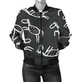 FUNSTUFFPRINT Equestrian Drawn Pattern Print Women Casual 3D Bomber Jacket