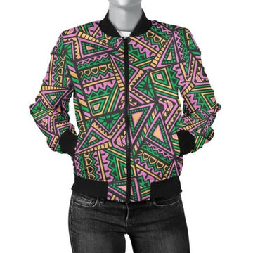 FUNSTUFFPRINT Ethnic Pink Print Pattern Women Casual 3D Bomber Jacket
