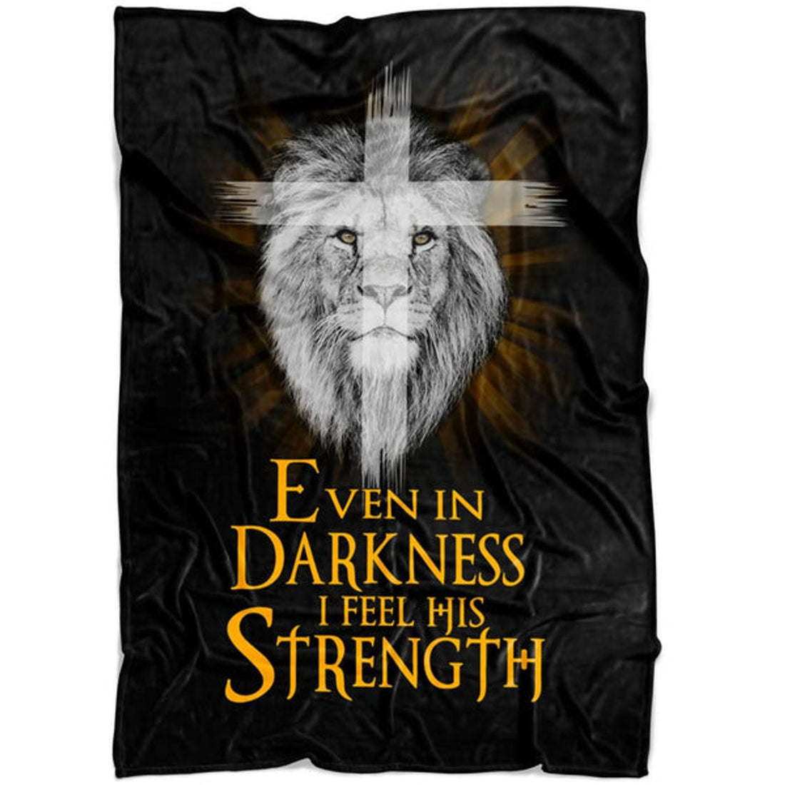 FUNSTUFFPRINT Even In Darkness I Feel His Strength Fleece Blanket - Christian Blanket - Bible Verse Blanket