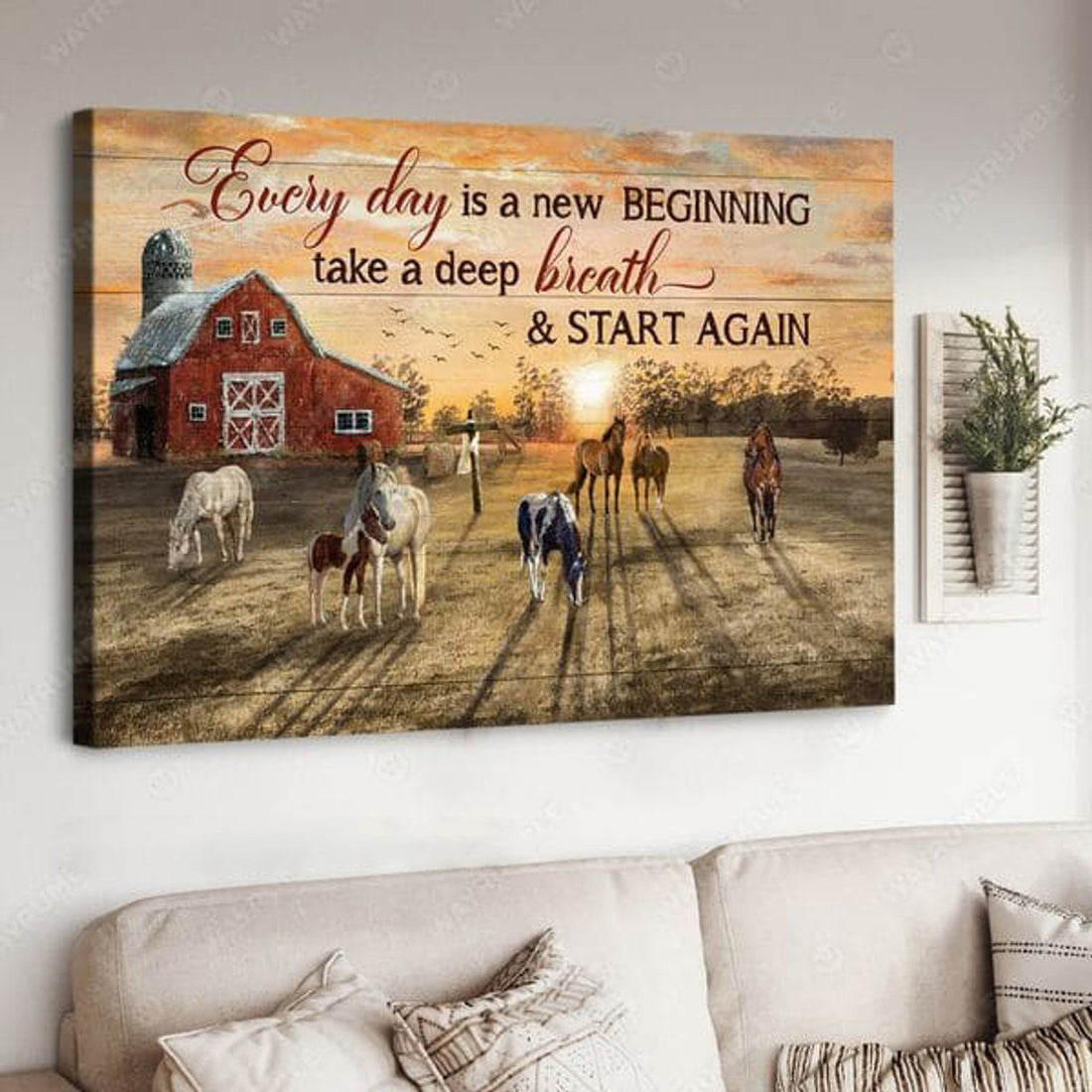Every Day Is A New Beginning Take A Deep Breathe And Start Again, Farm Horse, Farmer Poster Poster and Canvas