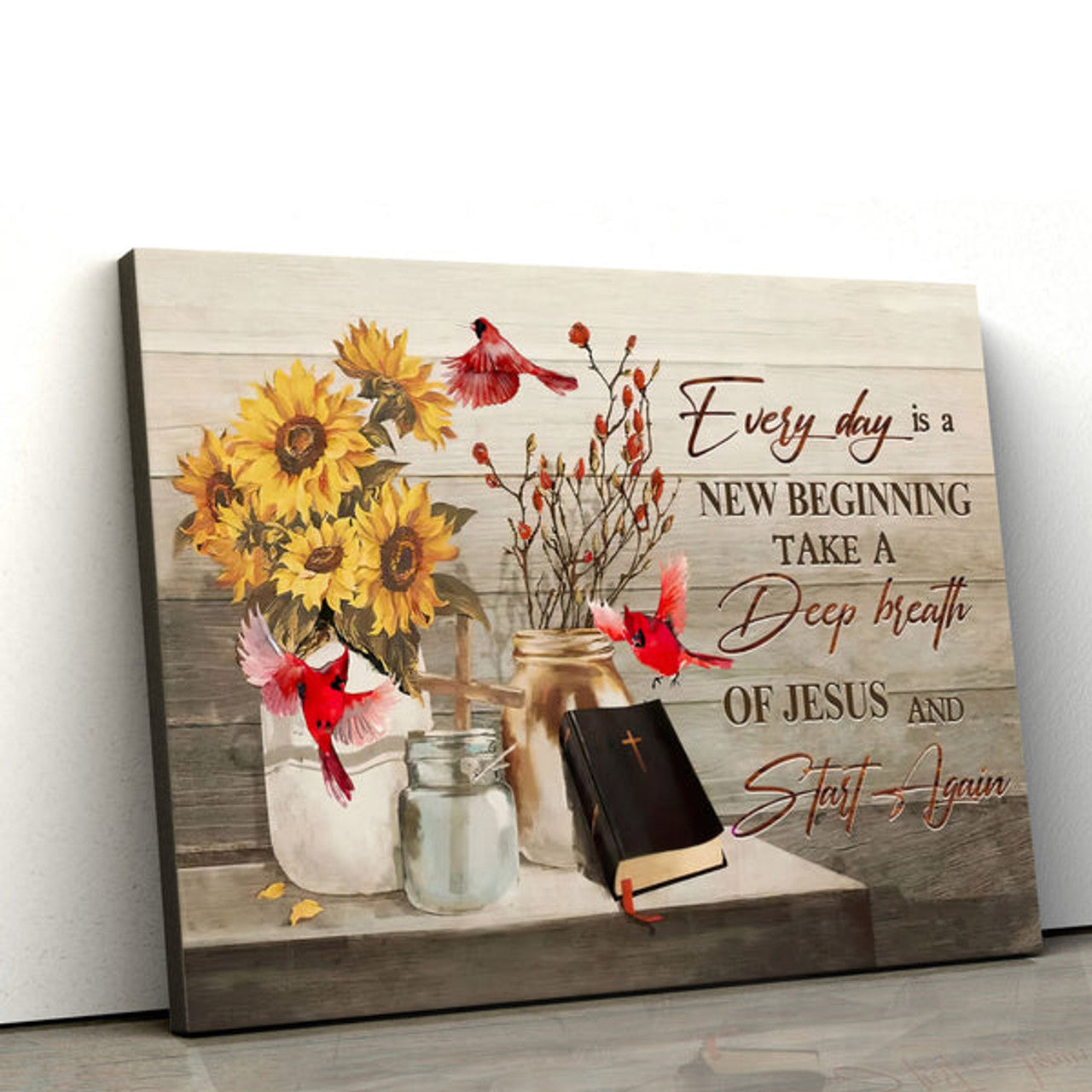 Every Day Is A New Beginning Breath Of Jesus Cardinal Wall Art Canvas - Christian Wall Decor