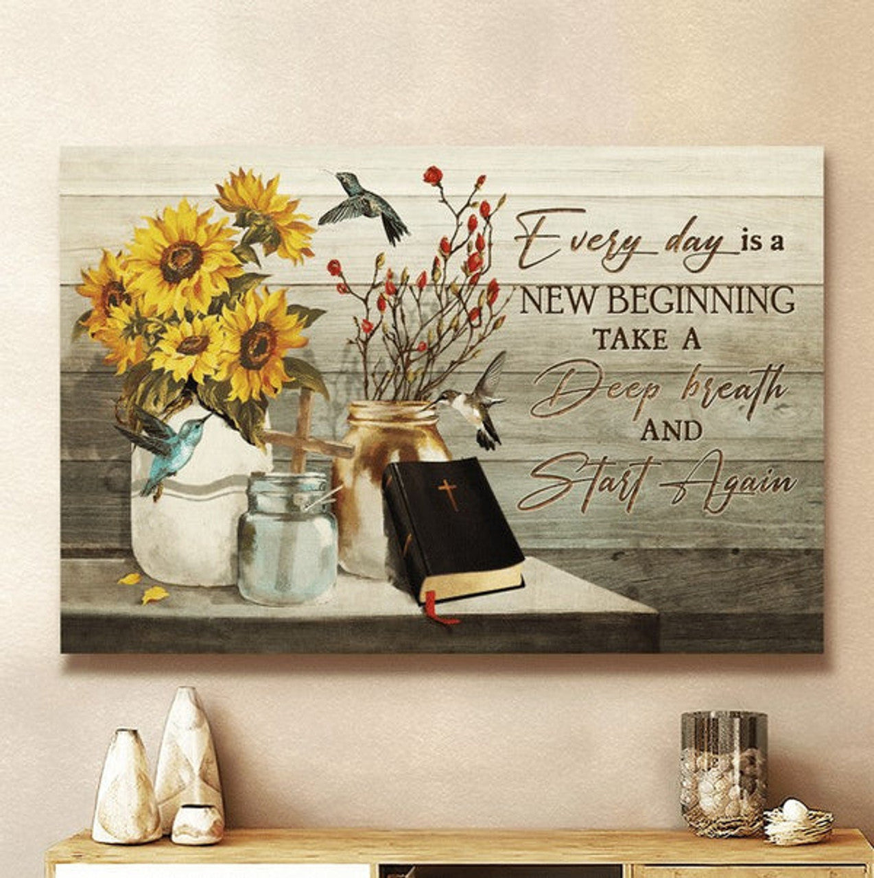 Every Day Is A New Beginning Jesus Canvas Wall Art - Christian Poster - Religious Wall Decor