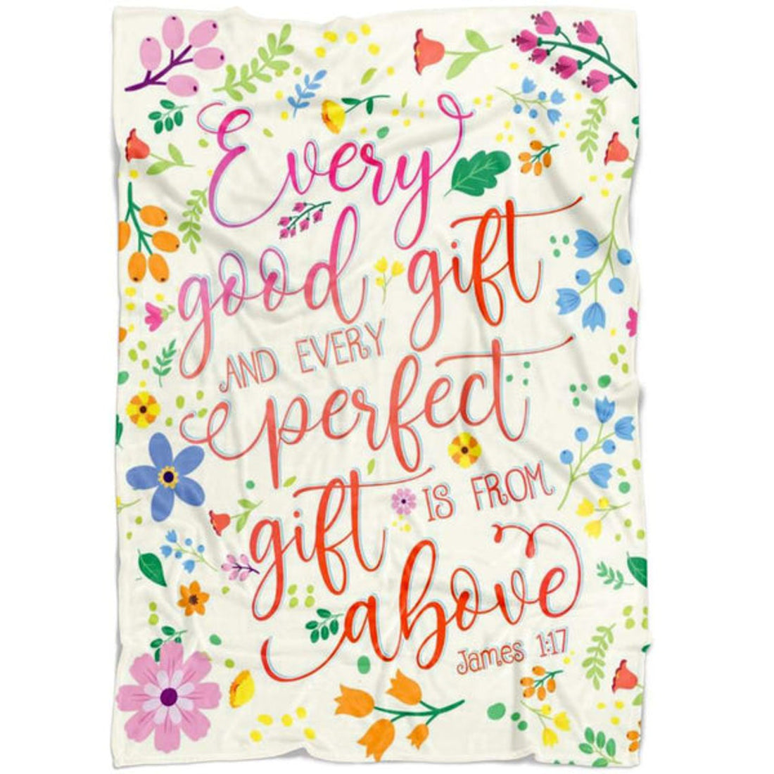 FUNSTUFFPRINT Every Good Gift And Every Perfect Gift Is From Above James 1 17 Fleece Blanket - Christian Blanket - Bible Verse Blanket