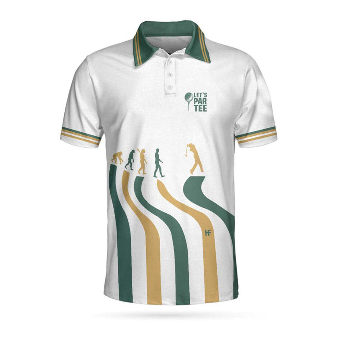 Evolution Of The Golf White Short Sleeve Polo Shirt, Let'S Par Tee Polo Shirt, Best Golf Shirt For Men