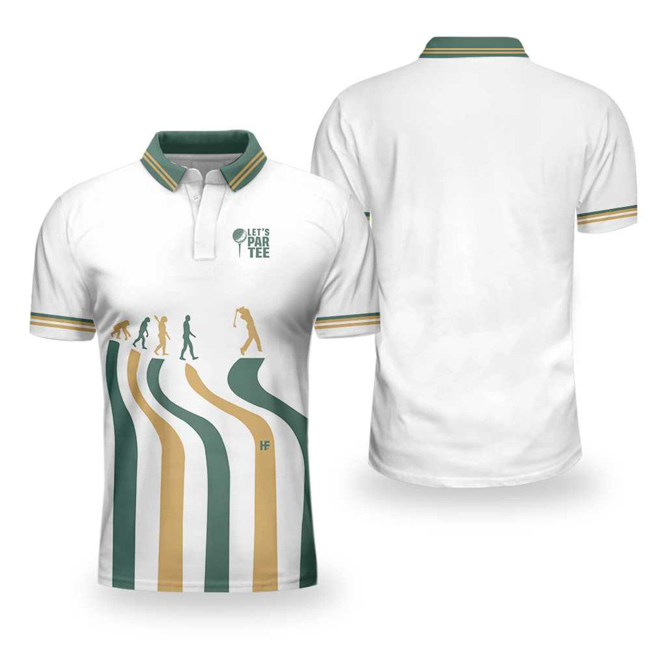 Evolution Of The Golf White Short Sleeve Polo Shirt, Let'S Par Tee Polo Shirt, Best Golf Shirt For Men