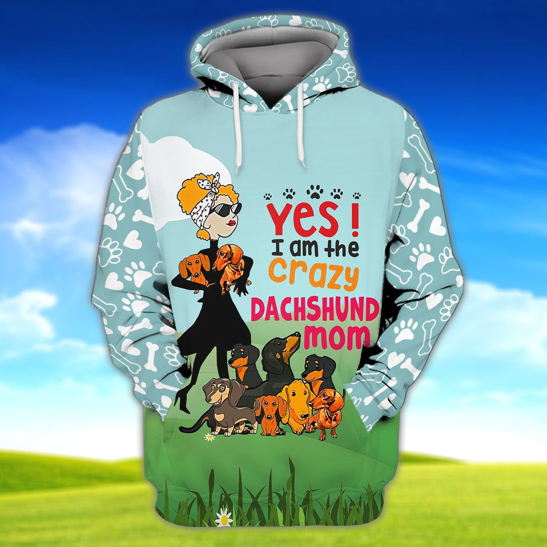 FUNSTUFFPRINT I'm The Crazy Dachshund Mom 3D Shirt For Dachshund Dog Lover 3D Hoodie and Zip Hoodie