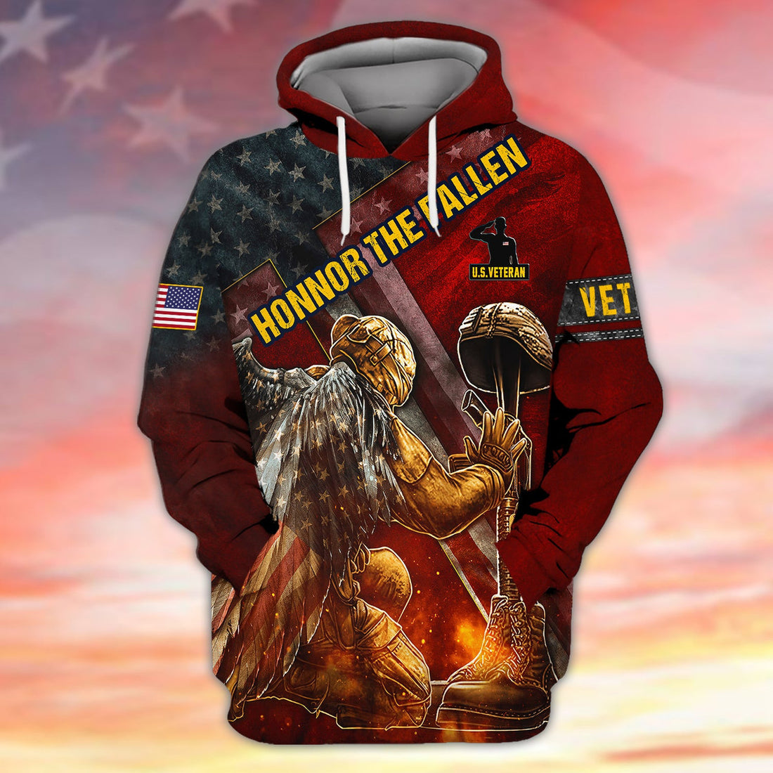 FUNSTUFFPRINT Honor The Fallen US Veteran 3D Hoodie and Zip Hoodie