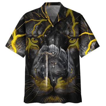 Lighting Gold Lion Hawaiian Shirt, Short Sleeve Hawaiian Aloha Shirt for men and women