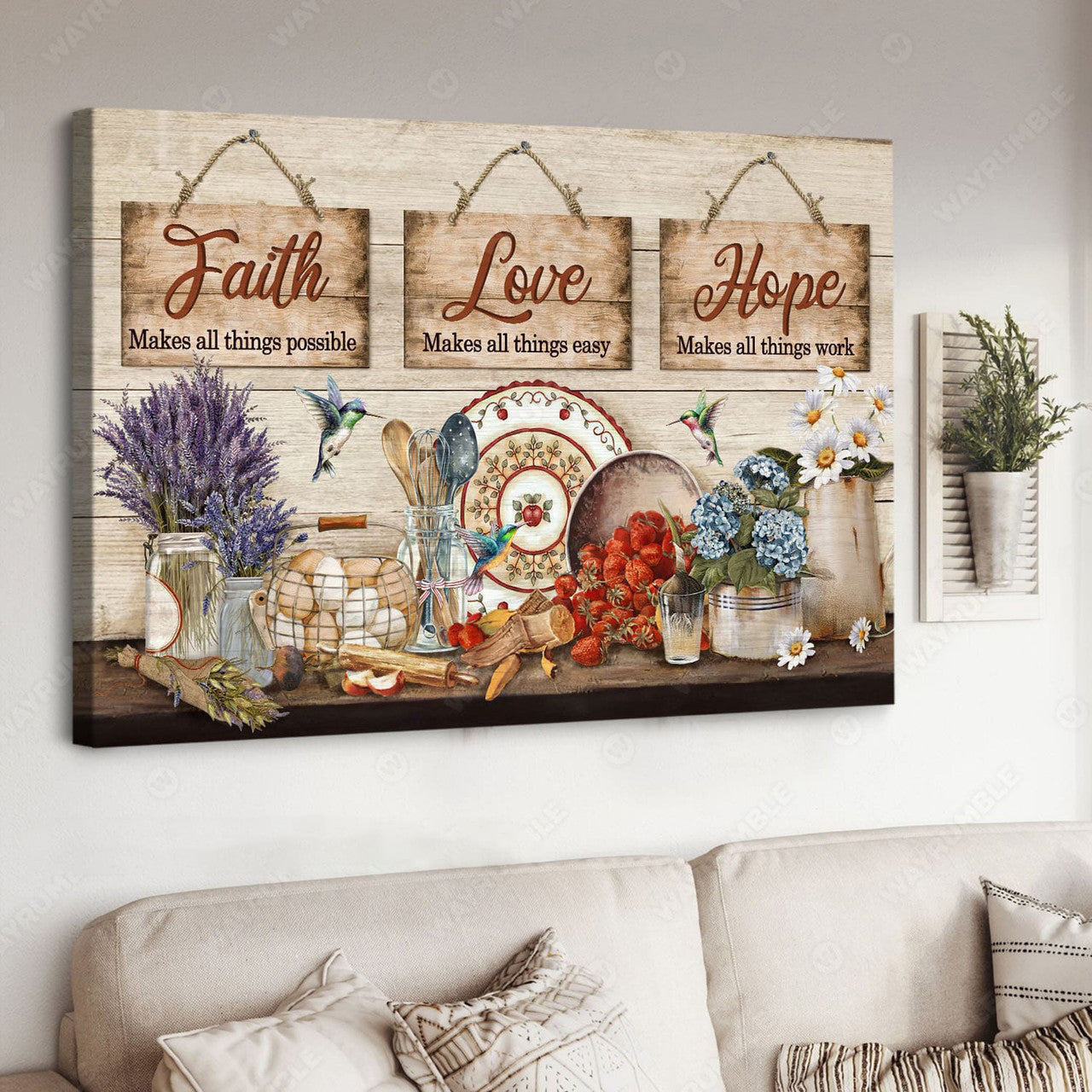 Faith Makes All Things Possible Love Makes All Things Easy Hope Makes All Things Work Poster and Canvas