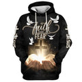 FUNSTUFFPRINT Faith Over Fear Jesus Gods Hand Christian Cross 3D Hoodie and Zip Hoodie