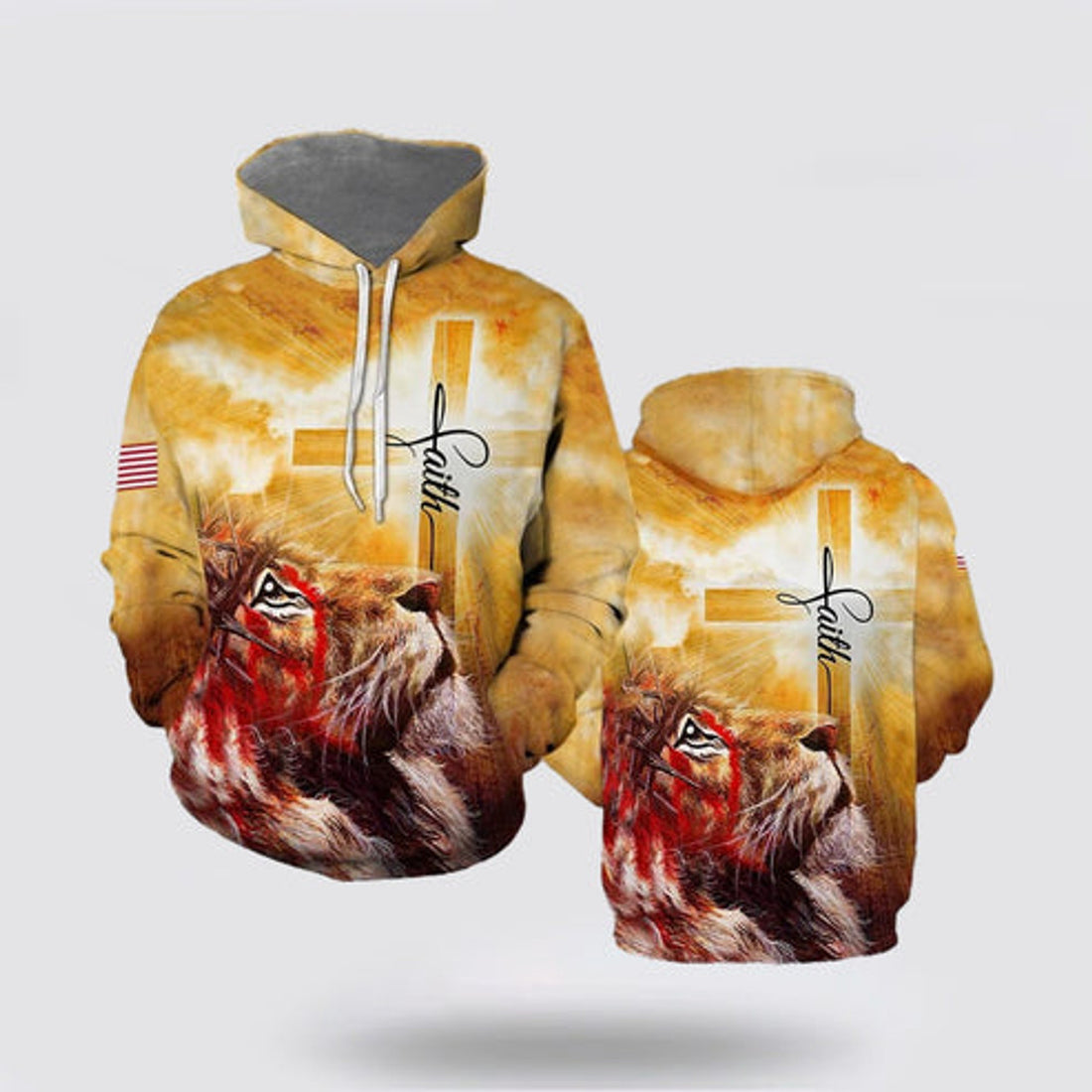 FUNSTUFFPRINT 3D Faith Lion Cross Light 3D Hoodie and Zip Hoodie