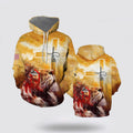 FUNSTUFFPRINT 3D Faith Lion Cross Light 3D Hoodie and Zip Hoodie