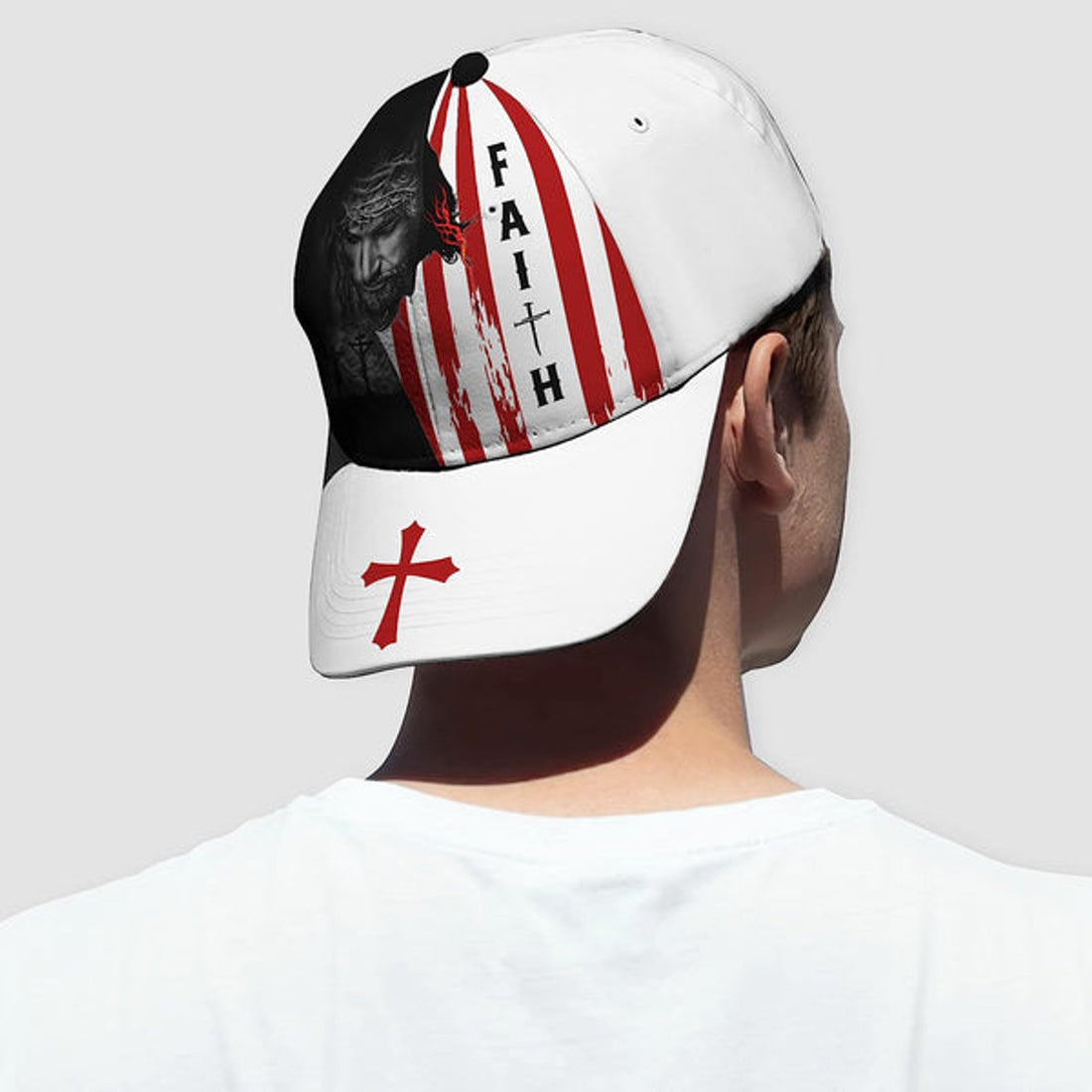 FUNSTUFFPRINT Faith American Flag And God And Cross All Over Print Baseball Cap - Christian Hats For Men Women