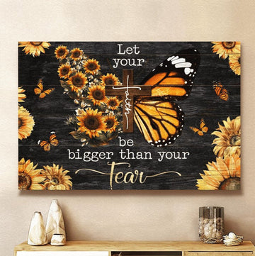 Faith Bigger Than Fear Butterfly Canvas Wall Art - Christian Poster - Religious Wall Decor