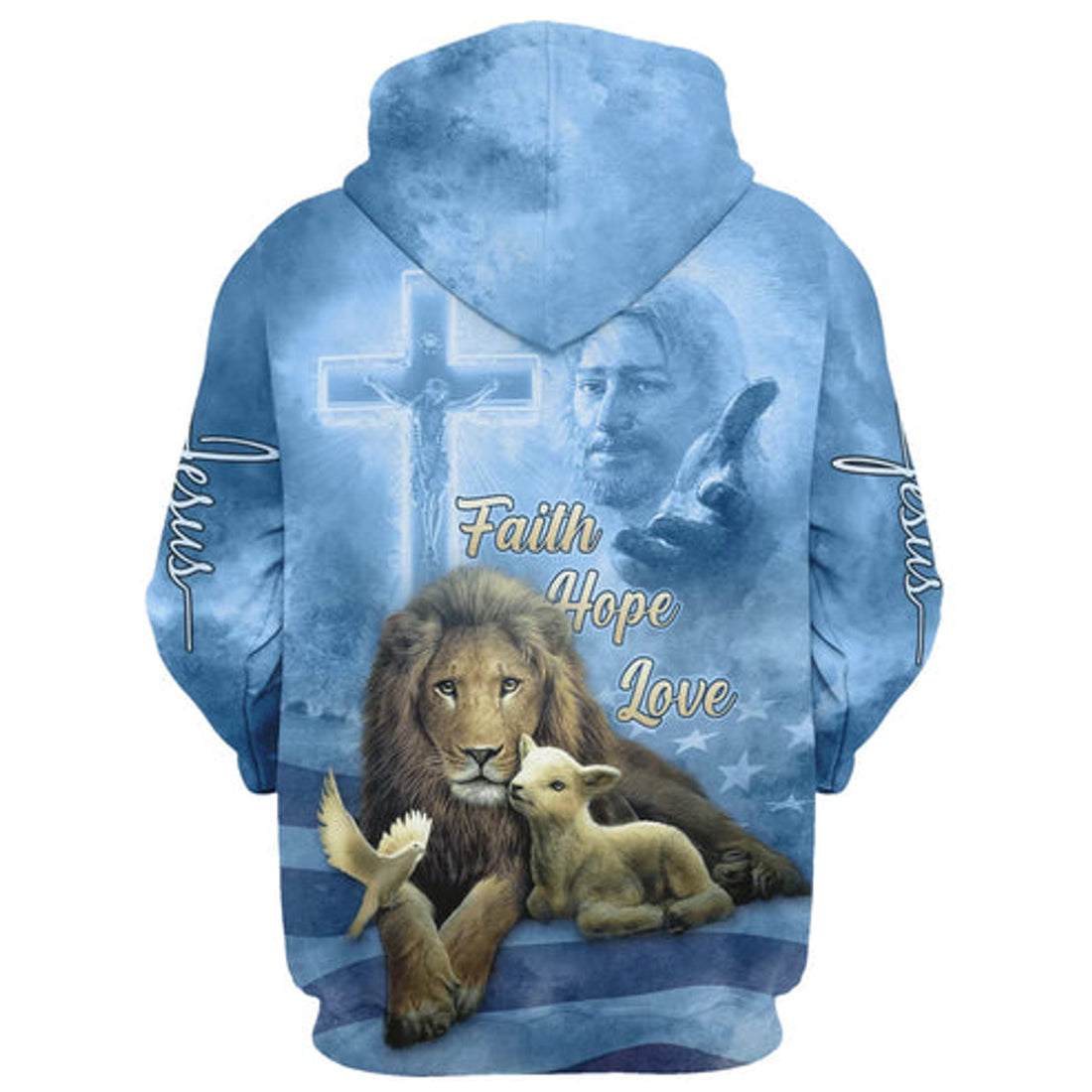 FUNSTUFFPRINT 3D Faith Hope Love - The Hand Of God - Lion, Sheep And Bird 3D Hoodie and Zip Hoodie
