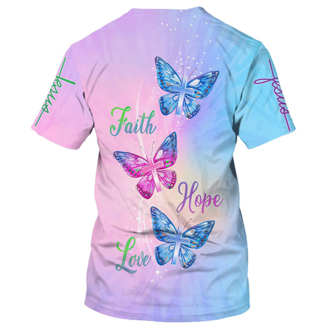 FUNSTUFFPRINT Faith Hope Love Butterfly 3D T-Shirts - Christian Shirts For Men&Women 3D T-Shirt