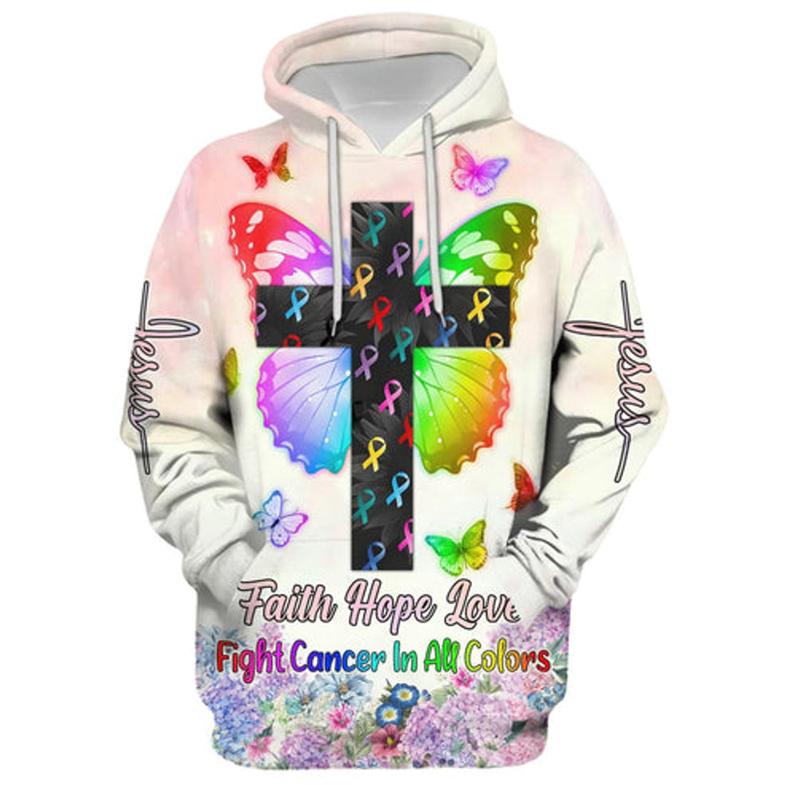 FUNSTUFFPRINT 3D Faith Hope Love Fight Cancer In All Colors 3D Hoodie and Zip Hoodie