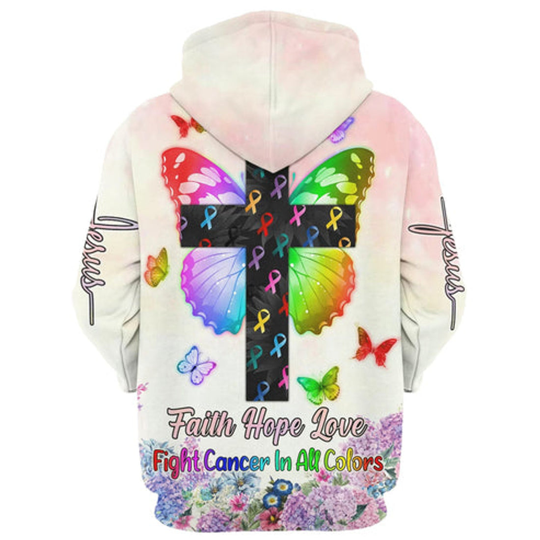 FUNSTUFFPRINT 3D Faith Hope Love Fight Cancer In All Colors 3D Hoodie and Zip Hoodie