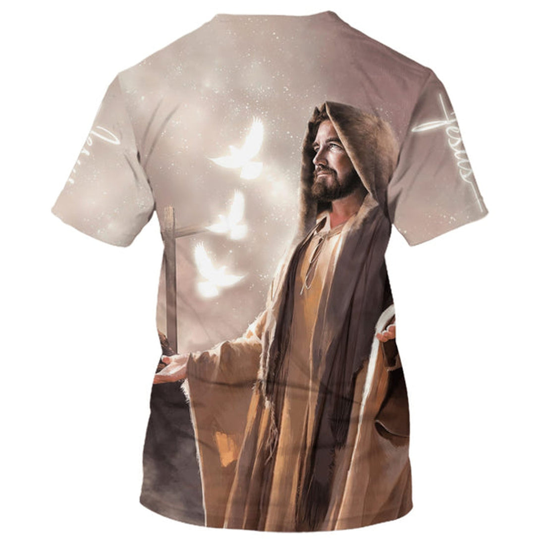 FUNSTUFFPRINT Faith Hope Love Shirts - Jesus Arms Wide Open Christian 3D T-shirt