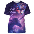 FUNSTUFFPRINT Faith Hope Love Shirts - Jesus Unicorn Galaxy Christian 3D T-shirt
