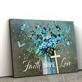 Faith Hope Love Wall Art Canvas Butterfly Christian Decor - Religious Wall Art Canvas