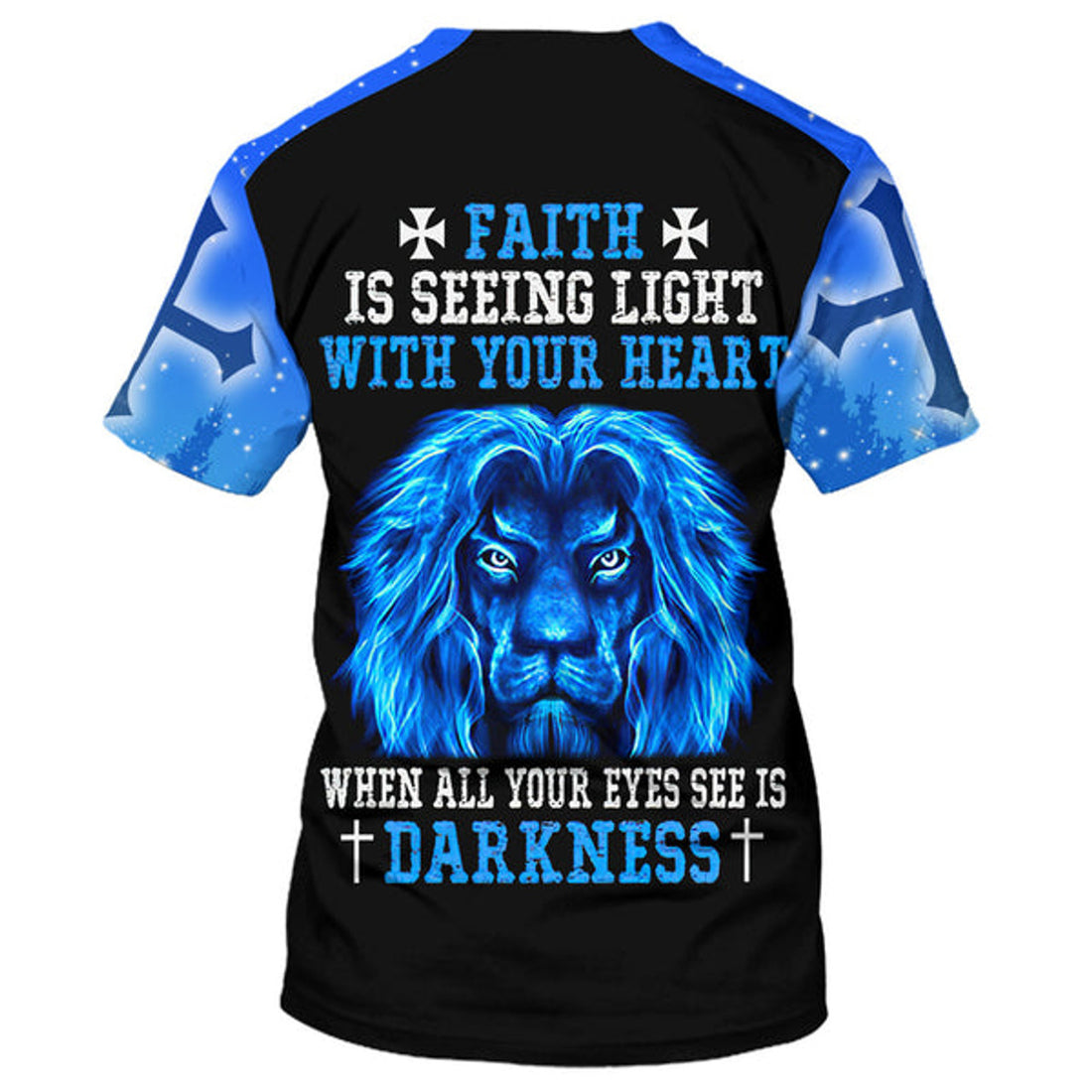 FUNSTUFFPRINT Faith Is Seeing Light With Your Heart Lion Christian 3D T-shirt