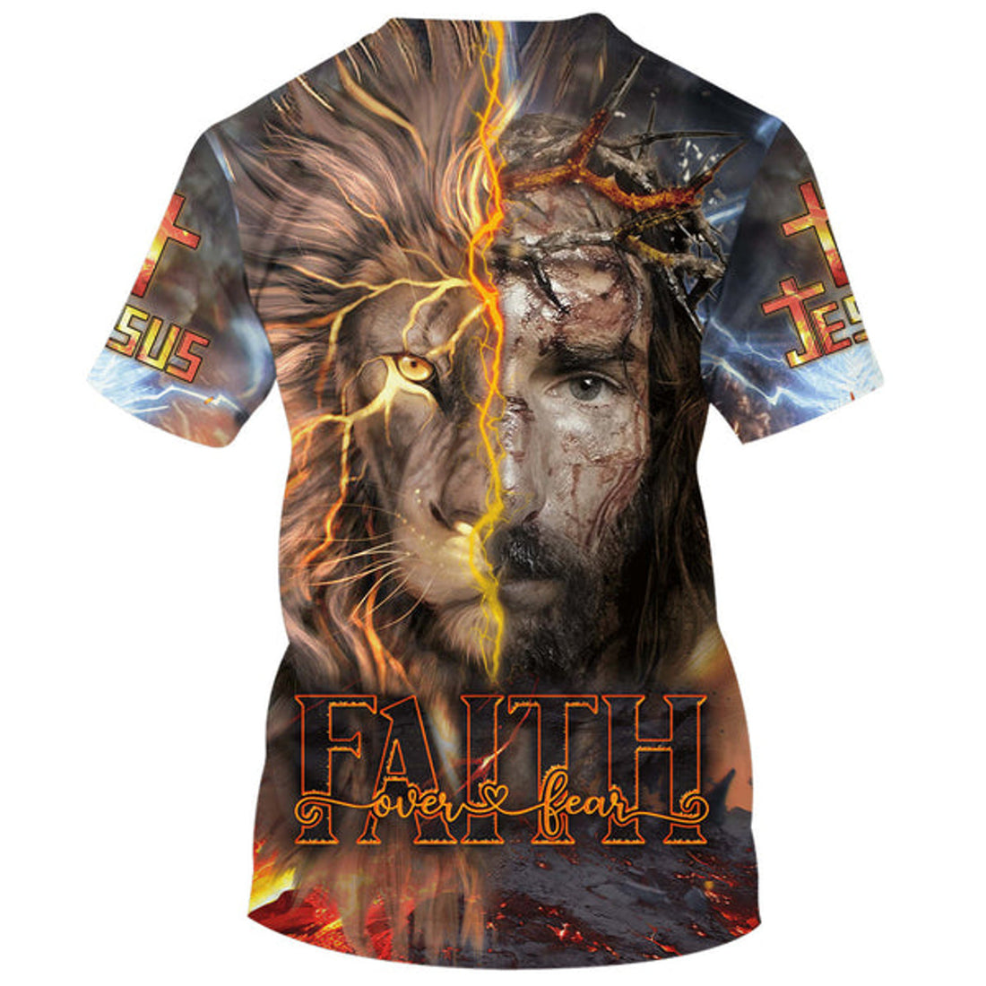 FUNSTUFFPRINT Faith Jesus And Lion 3d Shirts - Christian T-Shirts For Men And Women
 3D T-shirt