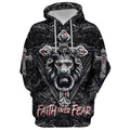 FUNSTUFFPRINT 3D Faith Over Fear - Gothic Lion Black 3D Hoodie and Zip Hoodie
