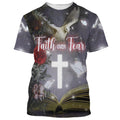 FUNSTUFFPRINT Faith Over Fear Christian 3D T-shirt