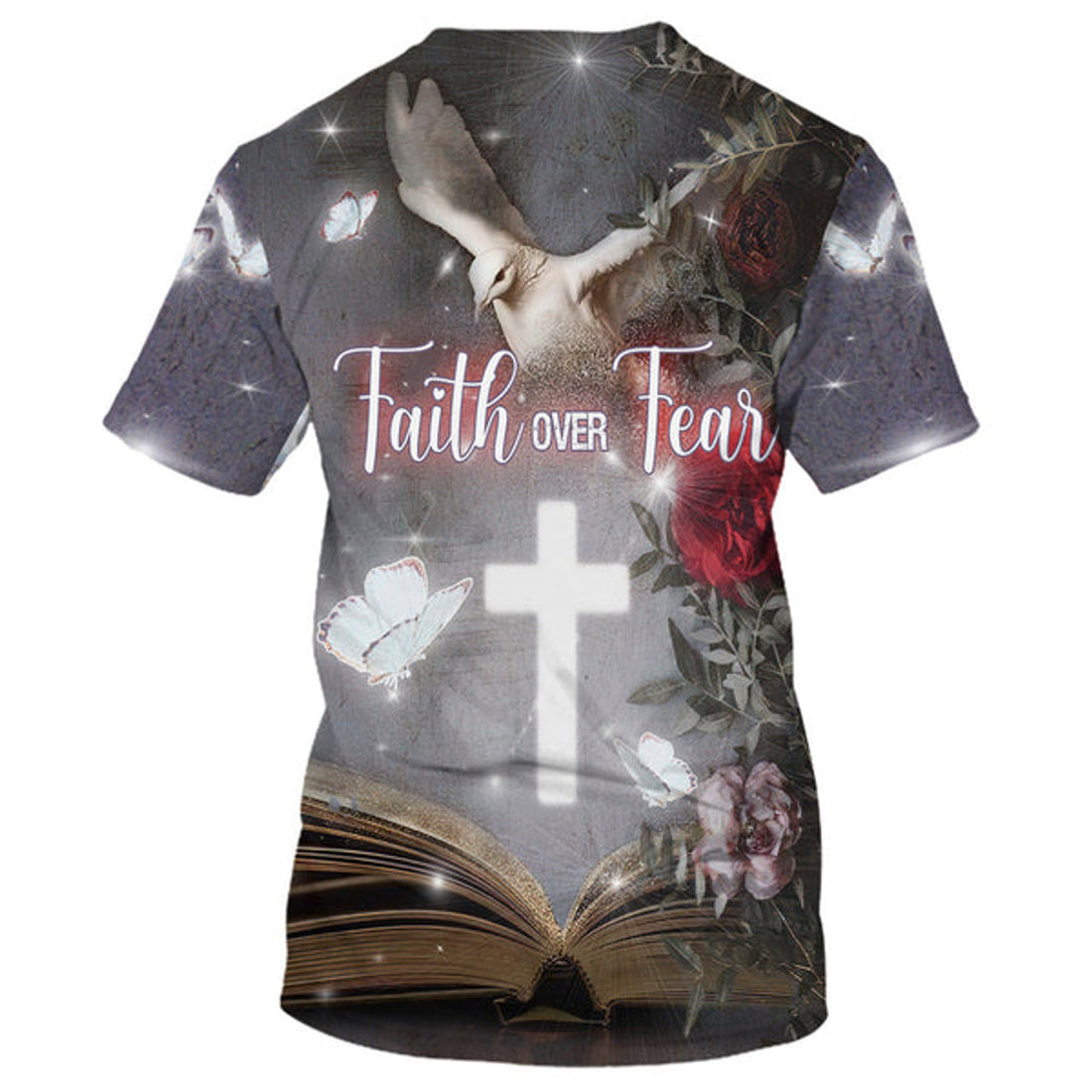 FUNSTUFFPRINT Faith Over Fear Christian 3D T-shirt