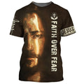 FUNSTUFFPRINT Faith Over Fear Christian Jesus 3D All Over Printed Shirt for Men and Women 3D T-shirt