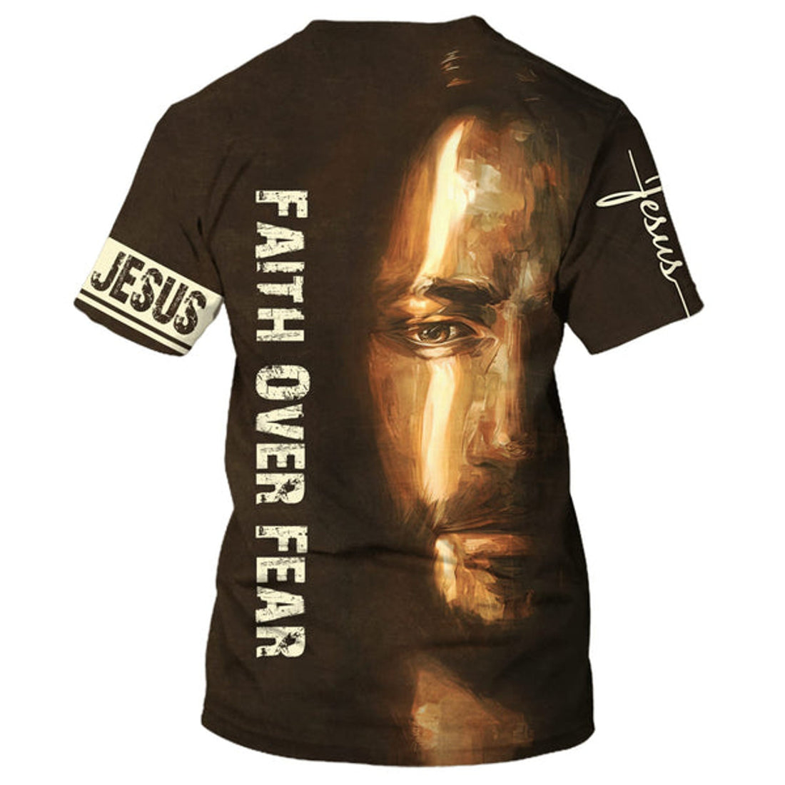 FUNSTUFFPRINT Faith Over Fear Christian Jesus 3D All Over Printed Shirt for Men and Women 3D T-shirt