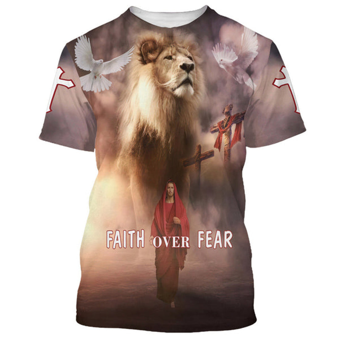 FUNSTUFFPRINT Faith Over Fear Christian Jesus Christian 3D T-shirt