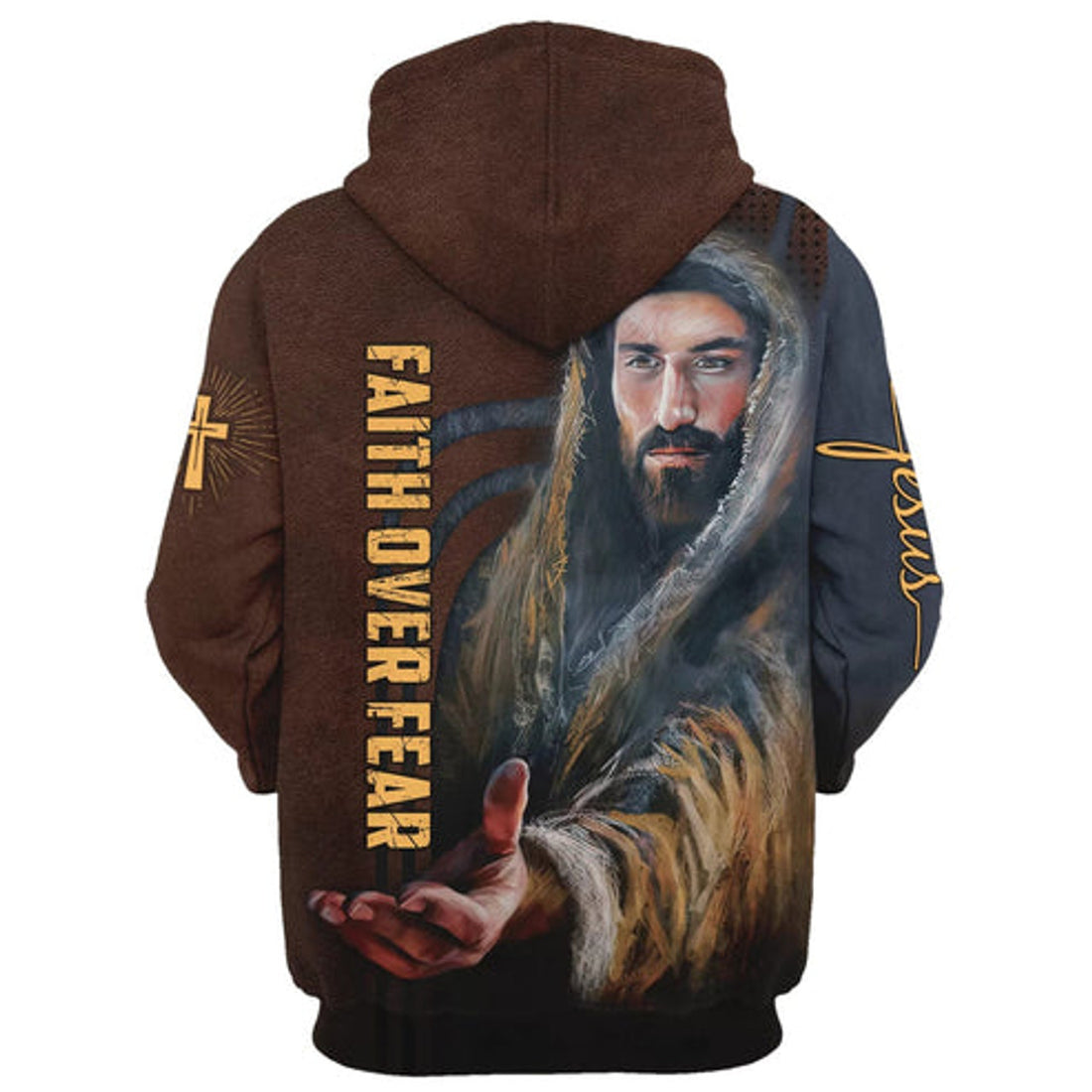 FUNSTUFFPRINT 3D Faith Over Fear Christian Jesus 3D Hoodie and Zip Hoodie