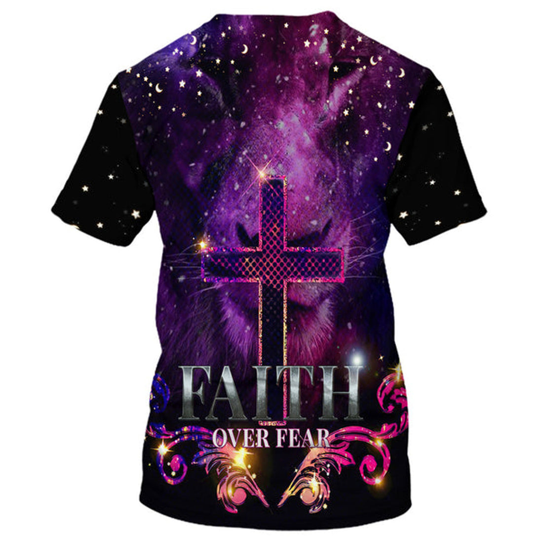 FUNSTUFFPRINT Faith Over Fear Cross Christian 3D T-shirt