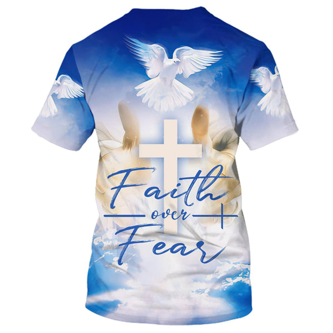 FUNSTUFFPRINT Faith Over Fear Cross Dove 3d Shirts - Christian T-Shirts For Men And Women
 3D T-shirt