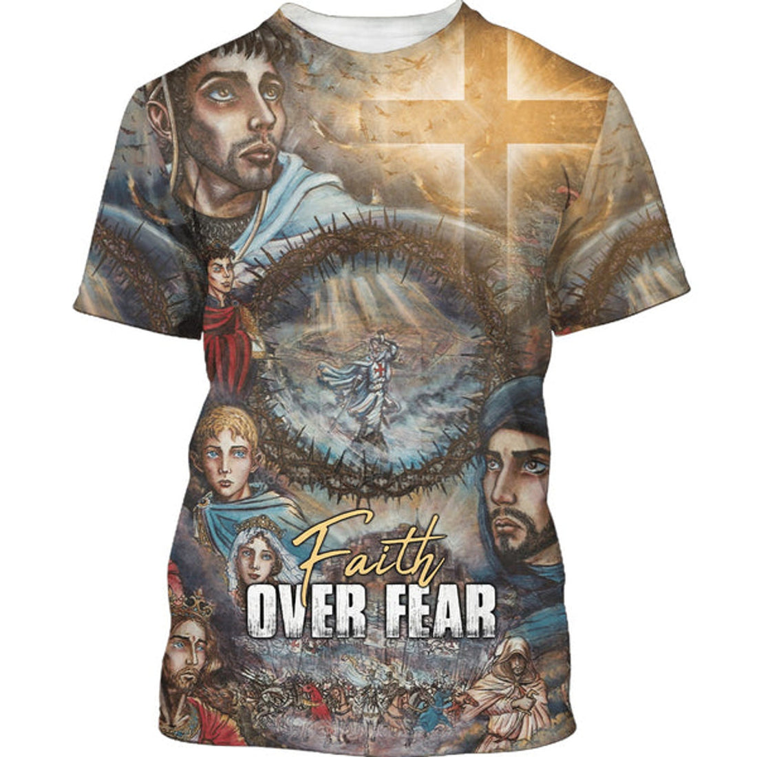 FUNSTUFFPRINT Faith Over Fear For Jesus Lovers Believe In God Christian 3D T-shirt