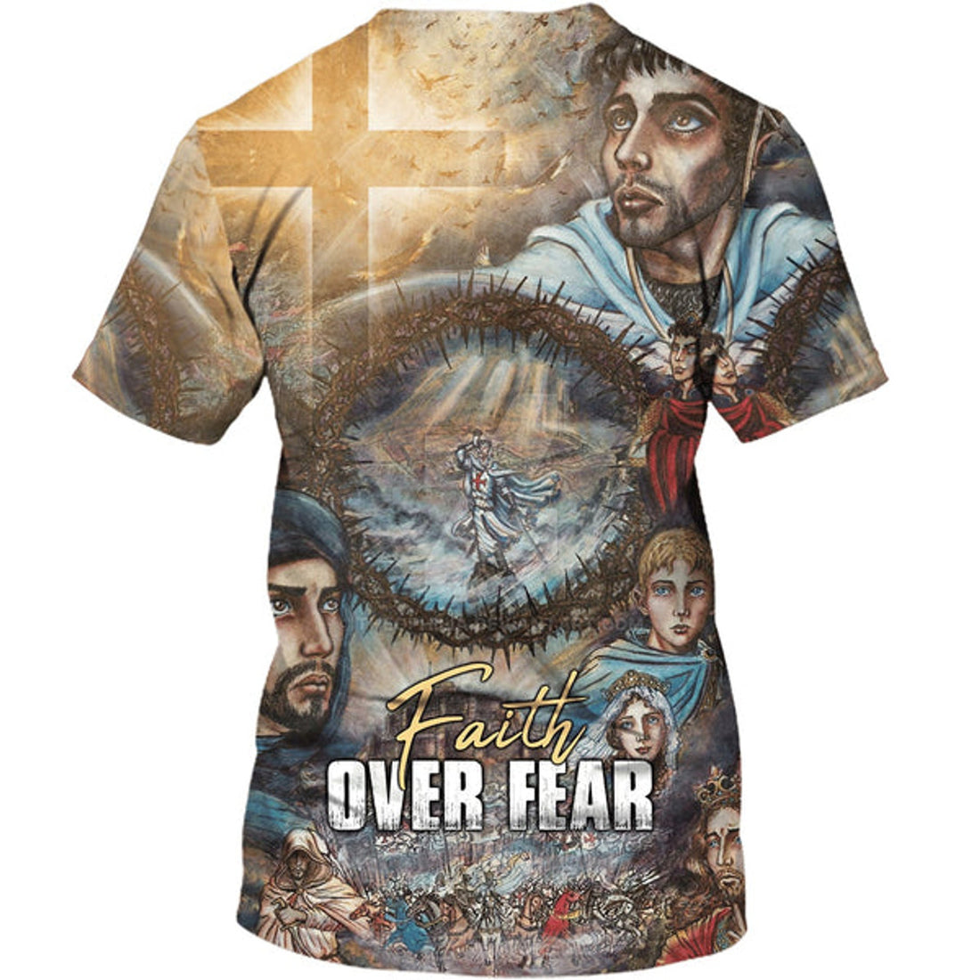 FUNSTUFFPRINT Faith Over Fear For Jesus Lovers Believe In God Christian 3D T-shirt